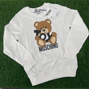 MOSCHINO KIDS NWT Teddy Bear-motif Long Sleeve Pullover Crewneck Sweatshirt Top